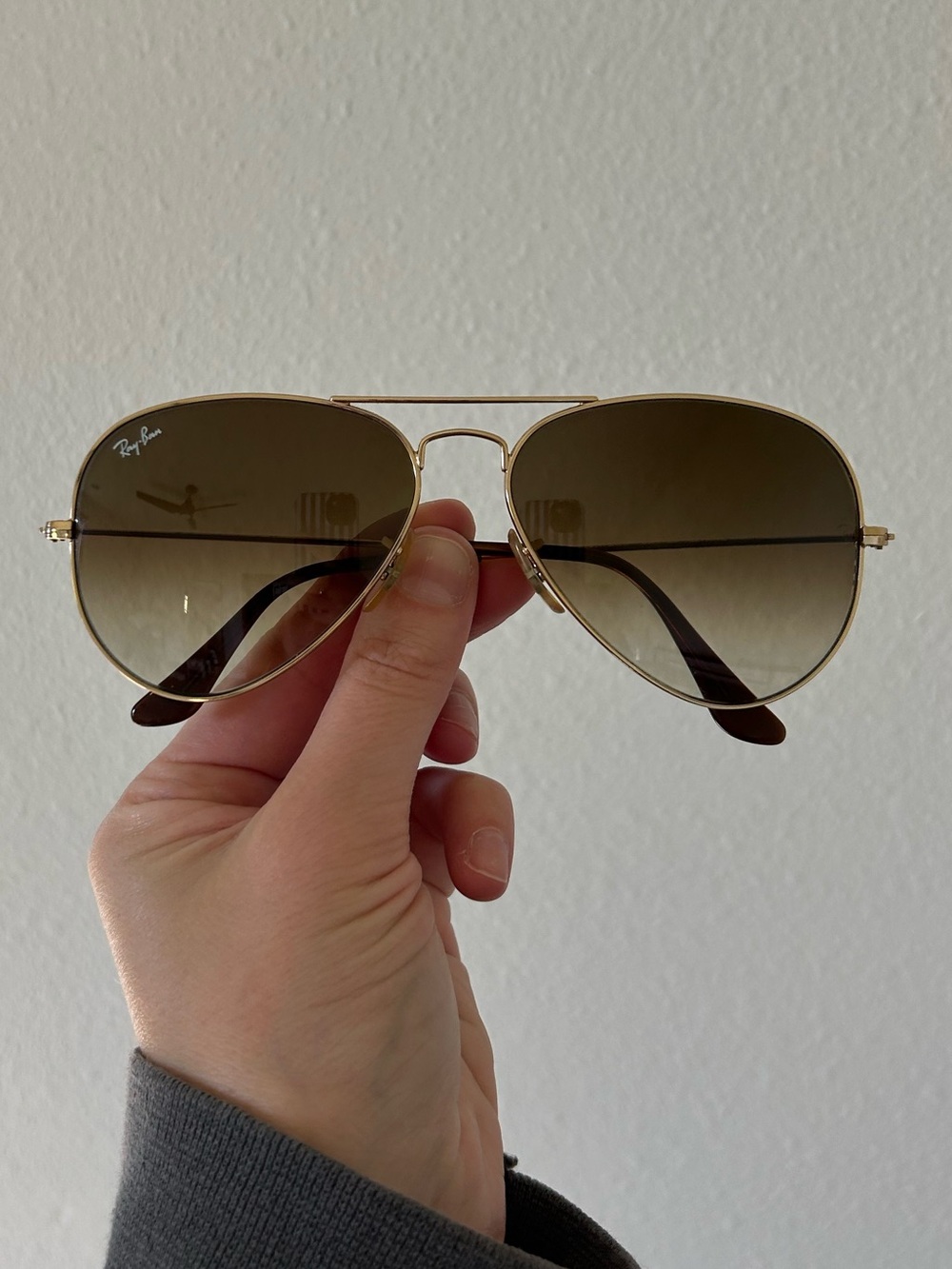 Ray-Ban Gold Frame Sunglasses with Brown Gradient Lenses
